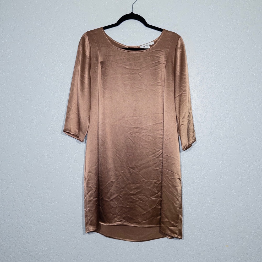 Laundry Copper Satin Silk Button Back Shift Dress Size Medium